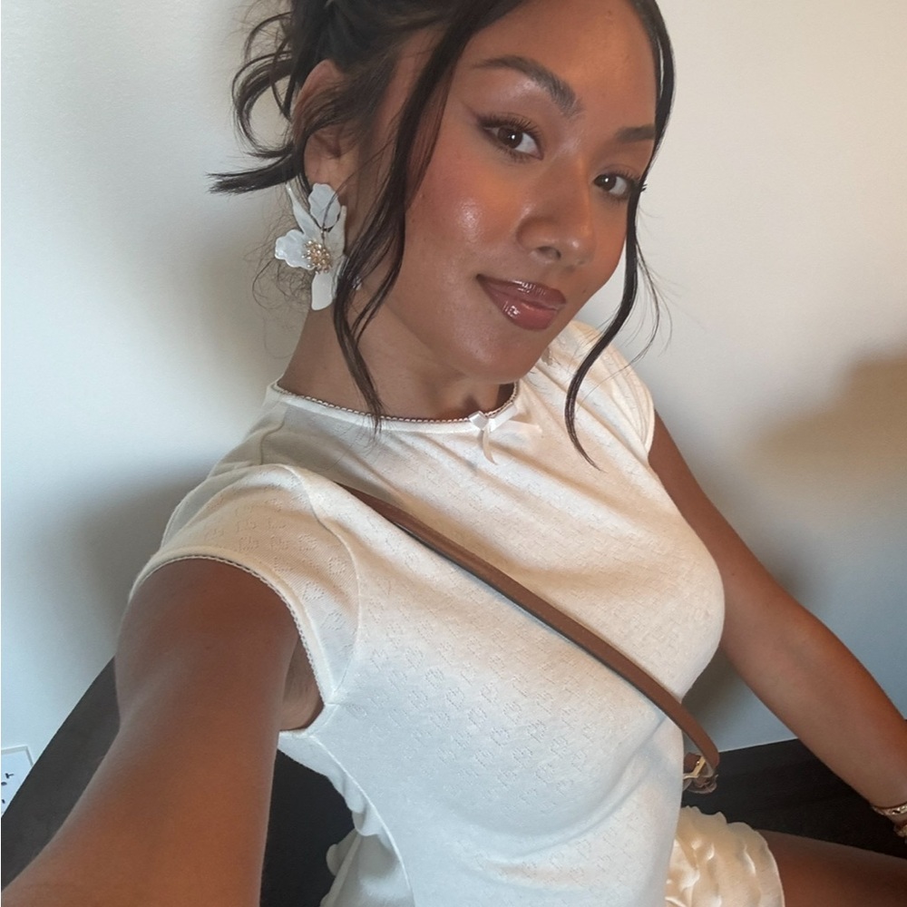 White Ruffled Mini Dress - Picture 2 of 2